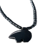 Wholesale Bear Shape Carved Pendant Black Hematite Stone Necklace (Sold By Piece)