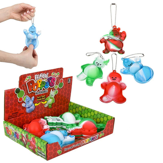 Best Buy 3.5'' Christmas Bubble Popper Reversible Bagpack Keychain- Assorted Sold By Dozen