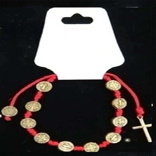 Religious Cross Charm Drawstring Bracelets Studded - Pieces/Dozen