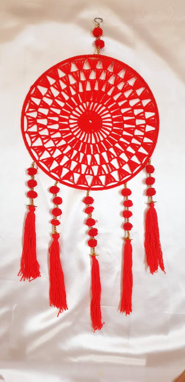 Vibrant Red Dream Catcher Capture Dreams and Radiate Positive Energy Size: 30*12 inches