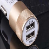 Wholesale  Dual Metallic Car Port Universal USB Phone Charger Assorted Colors