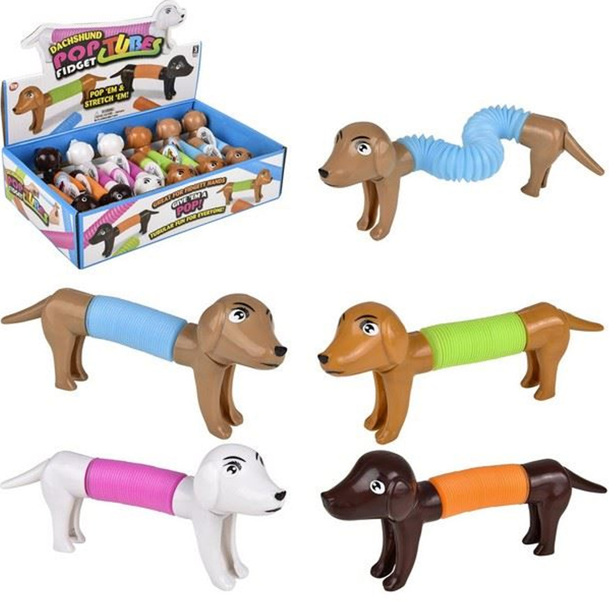 Dachshund Fidget Pop Tube In Bulk- Assorted