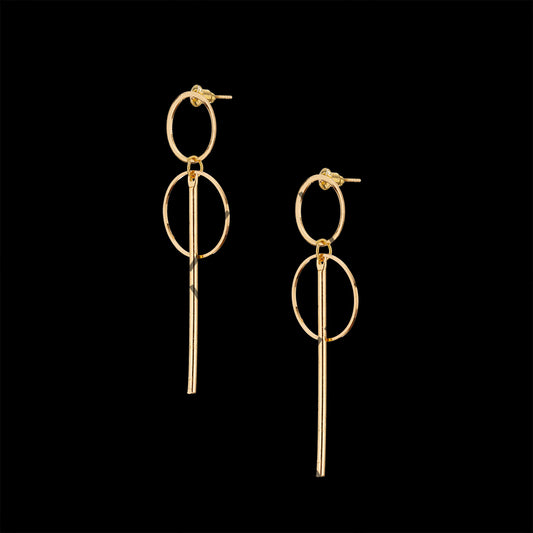 New Classic Style Gold Linked Circle Hoop Earrings For Party & Festival Women's Accessories