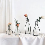 0907BA Retro Iron Line Table Flowers Vase Pot Ornament Metal Plant Holder Nordic Styles Flower Vase Home Garden Decorations Wedding