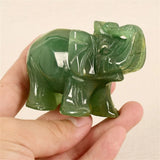 Handmade Carved Tangling Jade Elephant Gemstone Natural Crystal Figurine Good Luck Ornaments