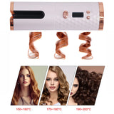 Cordless Auto Rotating Ceramic Hair Curler USB Rechargeable Automatic Curling Iron LED Display Temperature Wave Curler Styler
