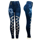 Bulk Ladies Fashion Pull On Printed Jeans - Assorted