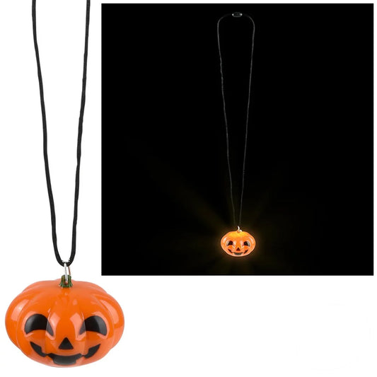 Light-Up Pumpkin Style Jack O Lantern Kid & Toddler Necklace (Dozen)