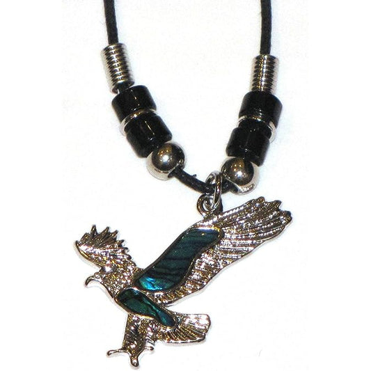 Wholesale Price Flying Eagle Paua Shell Black Rope Necklace For Ladies (Sold by - 6 piece)