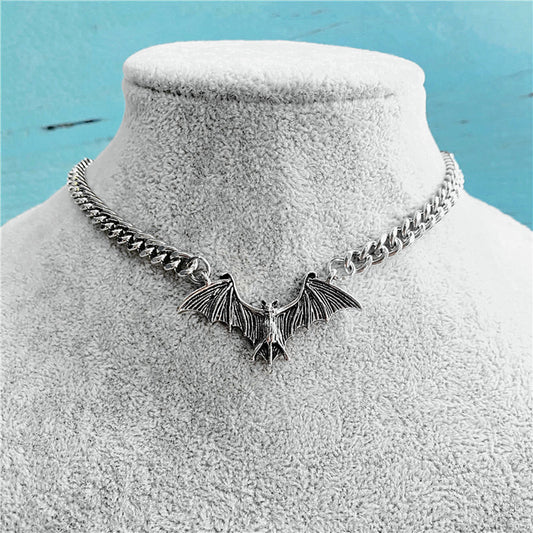 Wholesale Gothic Metal Bat Choker Necklace - Dark & Stylish Statement Jewelry (Sold By Piece)