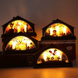 Halloween Decorative Lights Artificial Retro Led Luminous House Three Candle Light Atmosphere Layout Props Pumpkin Lamp