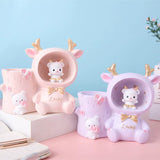 2907BA Kids Study Creative Cute Bella Rabbit Pen Holder Star Light Storage Box Office Table Decorative Ornaments Gift