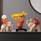 2907BA All the Best Fortune Bring Elephant Decoration Persimmon Hallway Living Room TV Cabinet Creative Home Decoration Accessible Luxury High-End