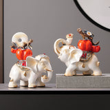 2907BA All the Best Fortune Bring Elephant Decoration Persimmon Hallway Living Room TV Cabinet Creative Home Decoration Accessible Luxury High-End