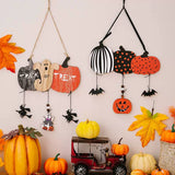 2907BA Haobei Cross-Border New Arrival Halloween Decorations Wooden Pumpkin Pendant Atmosphere Layout Ghost Bat Party Ornaments