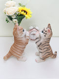 2907BA Cute Wish Orange Cat Beaver Flower Cat Ornaments Home Living Room TV Cabinet Garden Decorations Artificial Animal Landscape