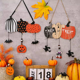 2907BA Haobei Cross-Border New Arrival Halloween Decorations Wooden Pumpkin Pendant Atmosphere Layout Ghost Bat Party Ornaments