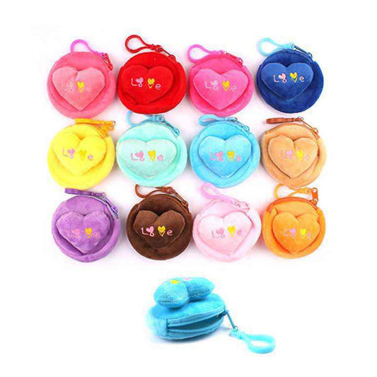 LOVE Message Heart Pointed Round Coin Purses (Sold By Dozen=$23.88)