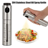 1Pc Spray Oil Bottle 304 Stainless Steel Olive Oil Sprayer Spray Bottle Press Seasoning Bottle Kit Kitchen Barbecue Accessories