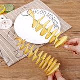 1007GG 1Set Stainless Steel Twisted Potato Spiral Slice Plastic Rotate Potato Slicer Cutter Creative Vegetable Tool Kitchen Gadgets