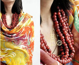 Sherpa Glass Beads Coral Red Antiqued Lampwork Beaded Necklaces2024 New Arrival Tibetan Jewelry TNL190