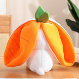 2407TA 25cm Cosplay Strawberry Carrot Rabbit Plush Toy Stuffed Creative Bag into Fruit Transform Baby Cuddly Bunny Plushie Doll For Kid