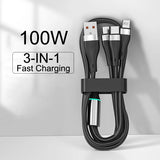 100W 3 in 1 Type C USB Cable Fast Charging