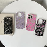 Luxury Leopard Print Hard Armor Phone Case for iPhone 13 15 15pro max 14 14pro 11 12 Pro Transparent Shockproof Protective Cover
