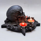 2808BA Large Rose Skull Funeral Candle Holder Mold DIY Cake Handmade Resin Gypsum Silicone Mold Halloween Decorative Accessories