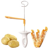 1007GG 1Set Stainless Steel Twisted Potato Spiral Slice Plastic Rotate Potato Slicer Cutter Creative Vegetable Tool Kitchen Gadgets