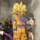 27june 32cm Dragon Ball Z Goku Figure Ssj3 Dbz Super Saiyan 3 Anime Figures Pvc Statue 2 Arms Action Figurine Model Halloween Toys Gift