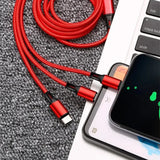 3 In 1 USB Type C Cable Phone Charge Cable Nylon