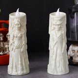 0709BA 12-Pack Flameless LED Candles Light Halloween Decoration, Skeleton Groom Bride Candle Lamp, Battery Operated For Dining Desks  ﻿