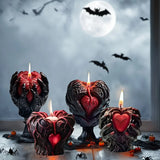 0709BA 3D Halloween Holding Heart Scented Candle Silicone Mold Different Styles Holding Heart Shape Candle Mold Halloween Holiday Decor