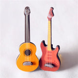 Figurines 1:12 Dollhouse Miniature Mini Classic Guitar Model Toy Instrument for Home Decoration Wood Craft Kids Gifts