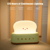 Toast Cartoon LED Night Light Cute Home Decor Kawaii Bread Table Lamps Night Breastfeeding Portable Light with Timer Tiny Lamp