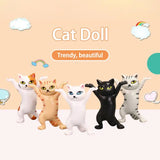 0907BA Kawaii Cats Pen Holder Funny Cat Doll Tabletop Figurines Plastic Crafts Earphone Holder For Office Home Decoration Accessories