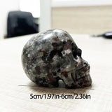 1109BA Natural Crystal Skull Yooperlites Carved Skull Statue Craft Fire Stone Figurine Powerful Witchcraft For Halloween Decor Gift