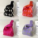 Girls Knot Handmade Wrist Bag Tote Bag Knit Handbag Shopping Bags