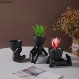 0907BA Abstract Figures Flower Pots Ceramic Vase Desk Decoration Potted Plants Decorative Flower Arrangement Cute Characters Vases