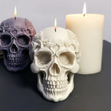 2808BA 3D Rose Flower Skull Candle Mold Silicone Soap Candle Polymer Clay Plaster Making for Home and Office 3D Halloween Decor