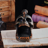 2307BA Creative Black Skull Crow Resin Statue Ashtray Desk Storage Key Holder Home Office Decor Toy Birthday Gift Halloween Decoration