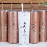 Personalized Bridesmaid 20 OZ Skinny Tumbler With Clear Straw Custom Tumbler Tumbler with Straw Skinny Tumbler Bridesmaid Gift