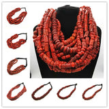 Sherpa Glass Beads Coral Red Antiqued Lampwork Beaded Necklaces2024 New Arrival Tibetan Jewelry TNL190