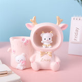 2907BA Kids Study Creative Cute Bella Rabbit Pen Holder Star Light Storage Box Office Table Decorative Ornaments Gift