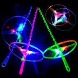 2407TA LED Luminous Bamboo Dragonfly Flying Saucers with Light Outdoor Night Shooting Helicopters Flying Toys Kids Birthday Party Props