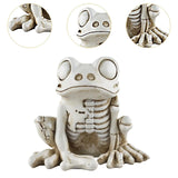 0709BA Frog Sculpture Halloween Gift Resin Animal Statue Desktop Ornament Frog Skeleton Decoration for Office Indoor Desk Patio Party