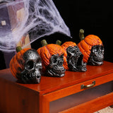 2307BA Evil Pumpkin Skull Halloween Pumpkin Decoration Decoration Outdoor Garden Resin Crafts Desk Decoration Living Room Decoration