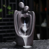 1pc, Lover Couple Ceramic Sandalwood Backflow Incense Burner, Home Decor Waterfall Incense Burner Valentine's Day Gift