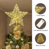 LED Christmas Tree Topper Star Lights Battery Powered Living Room Garden Party Decoration New Year 2025 Christmas Tree Lights